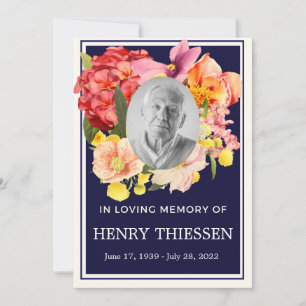 Floral Funeral Memorial, Order Of Service Program