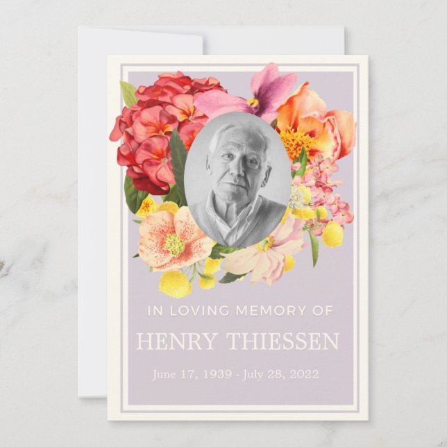 Floral Funeral Memorial, Order Of Service Program  (Front)