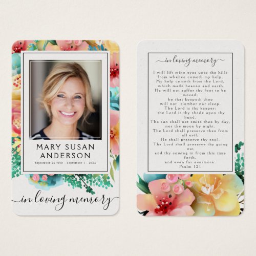 Floral Funeral Memorial Photo Prayer Card