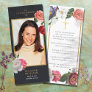 Floral Funeral Memorial Photo Prayer Card