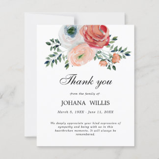 Floral  Funeral  Memorial Thank You Card