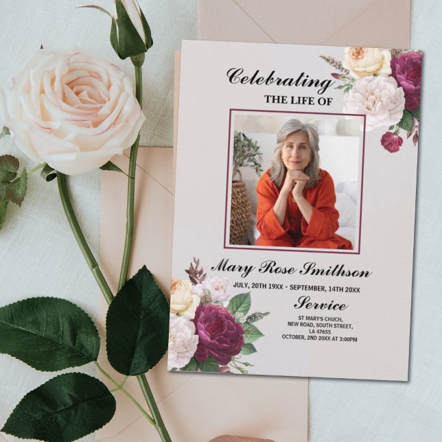 Floral Funeral Order of Service Celebration Life Flyer (Creator Uploaded)