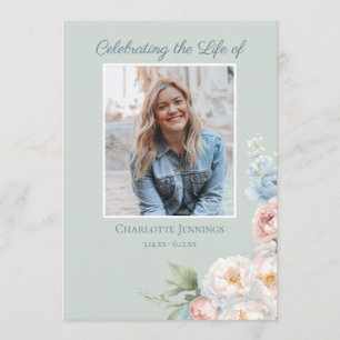 Floral Funeral Photo Memorial Order of Service Program