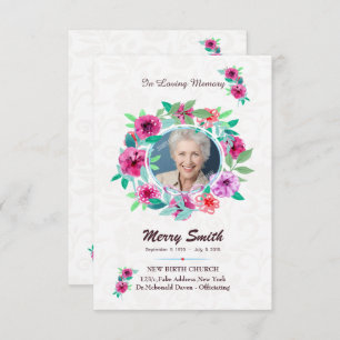 Floral Funeral Prayer Card Template