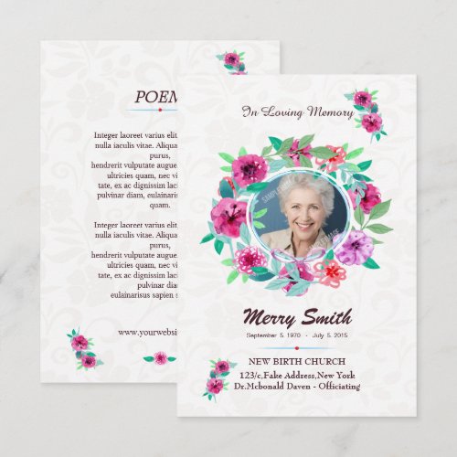 Floral Funeral Prayer Card Template