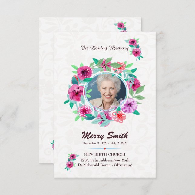 Floral Funeral Prayer Card Template (Front/Back)