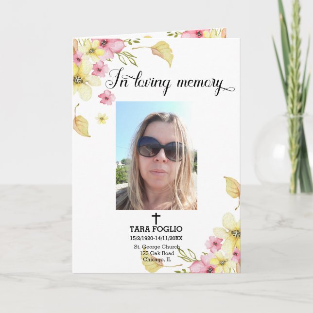 Floral funeral program (Front)