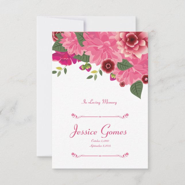 Floral Funeral Program Card Template (Front)