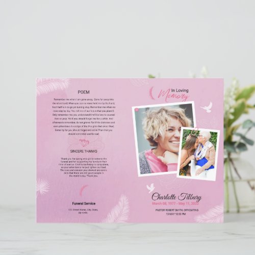 Floral Funeral Program Template