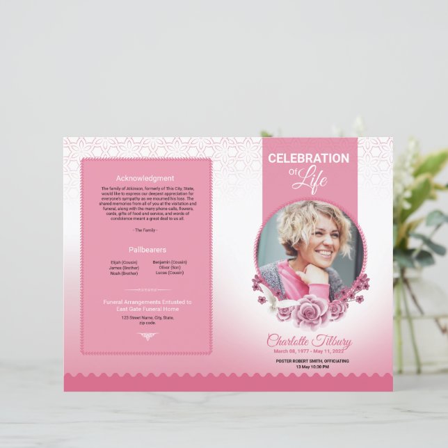 Floral Funeral Program Template (Standing Front)