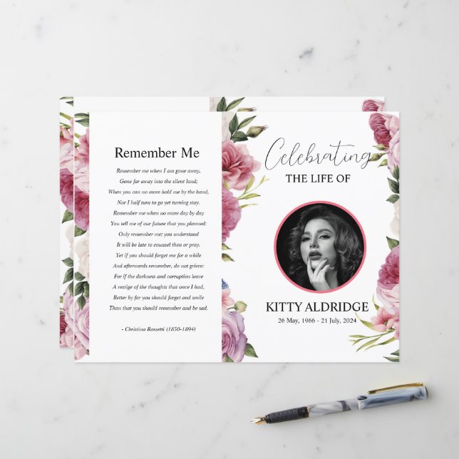 Floral Funeral Program Template (Front/Back In Situ)
