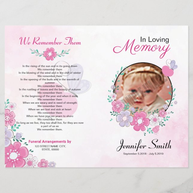 Floral Funeral Program Template (Front)