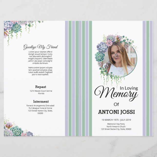 Floral Funeral Program Template (Front)