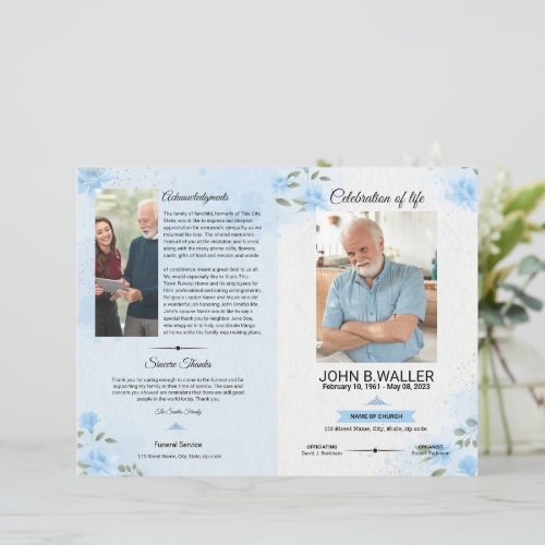 Floral Funeral Program Template