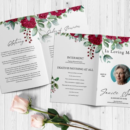 Floral Funeral Program Template