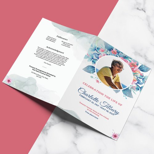 Floral Funeral Program Template