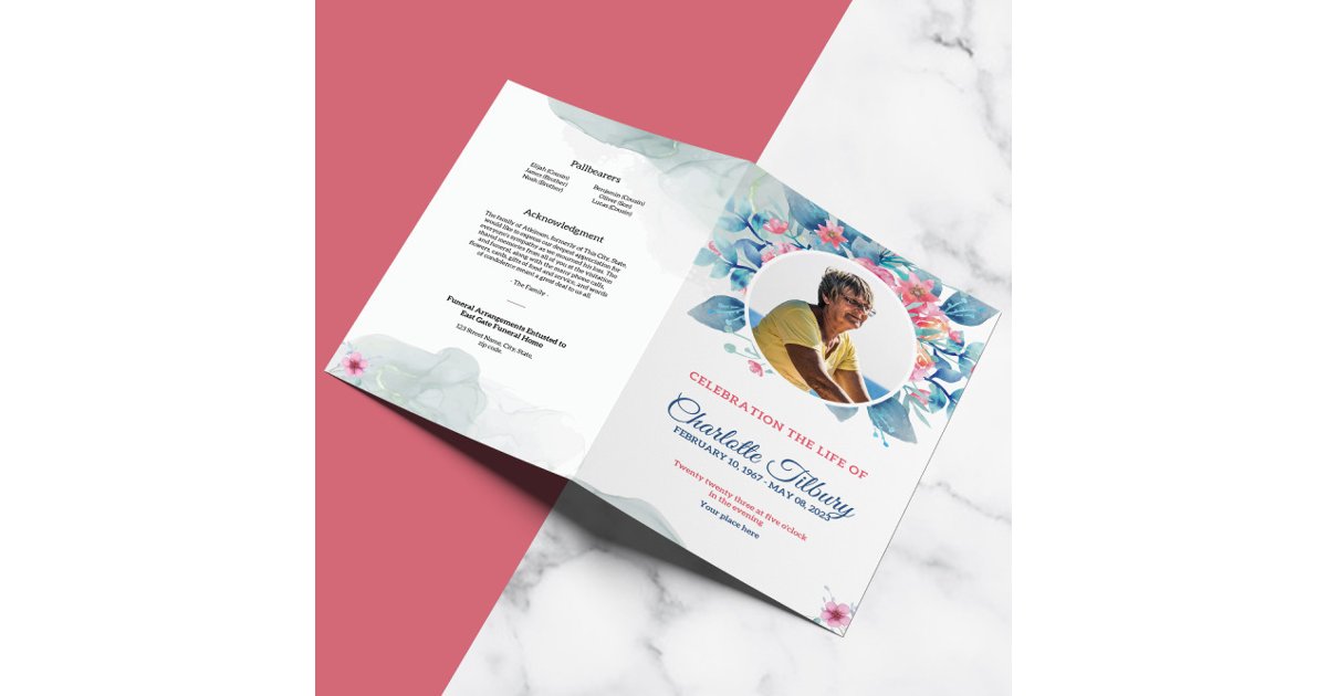 Funeral Desing Program Flowers Floral Funeral Program Template | Zazzle