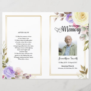 Floral Funeral Program template