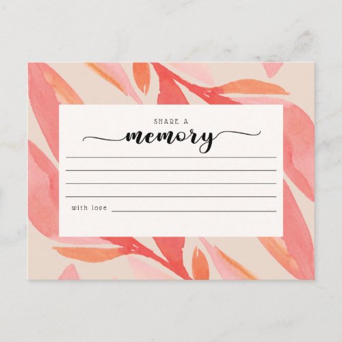 Floral Funeral Share a Memory Condolences Card