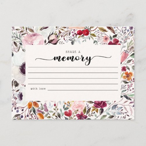Floral Funeral Share a Memory Condolences Card