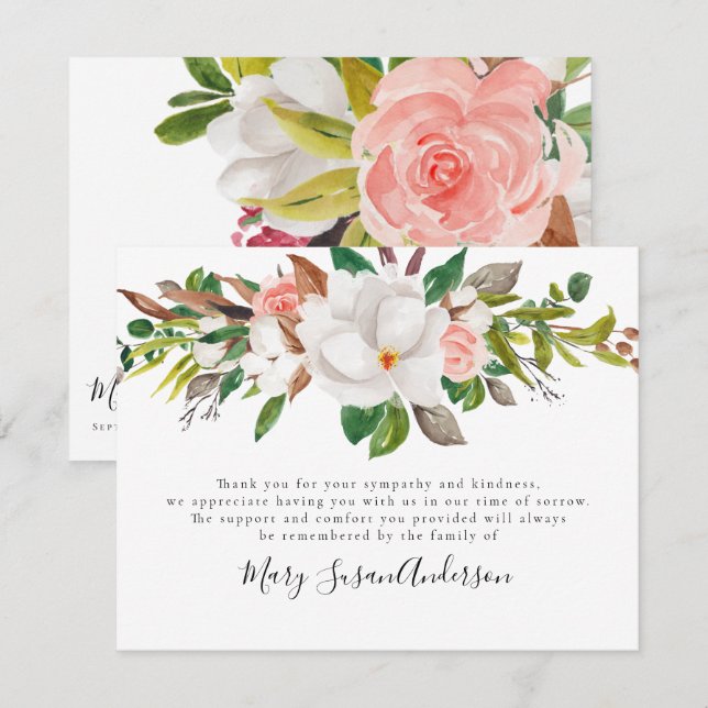 Floral Funeral Thank You Card (Front/Back)
