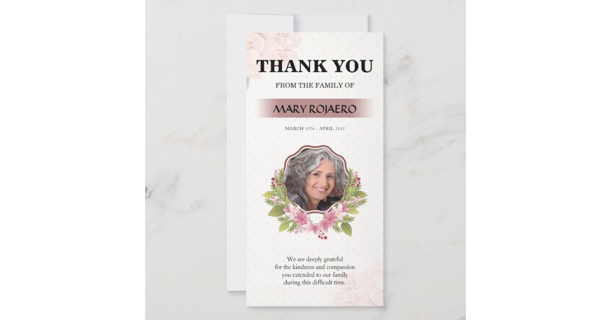Floral Funeral Thank You Card Zazzle