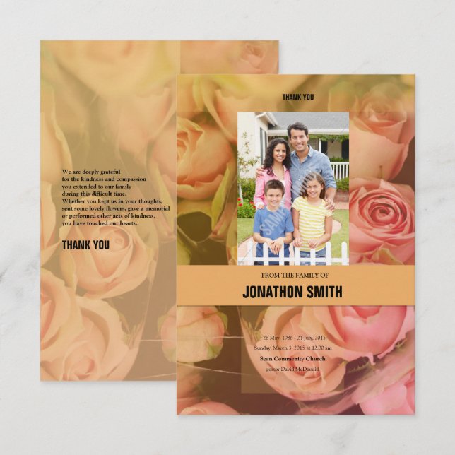 Floral Funeral Thank You Card (Front/Back)