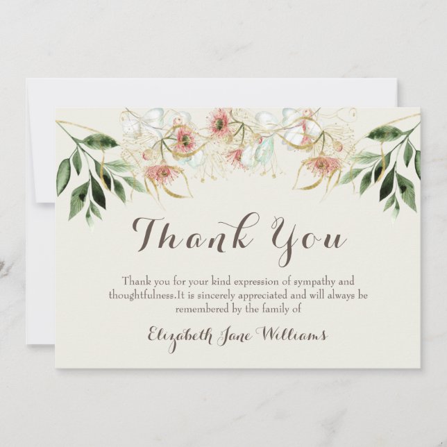  Floral Funeral Thank You Note Card  (Front)