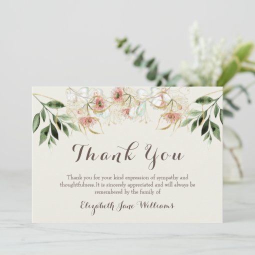 Floral Funeral Thank You Note Card | Zazzle