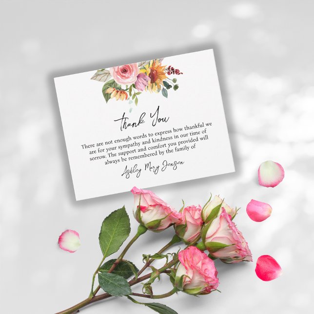 Floral Funeral Thank You Note Card Bereavement (Creator Uploaded)