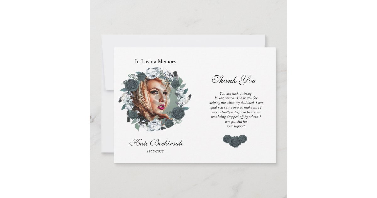 Floral Funeral Thank You Photo Card | Zazzle