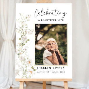 Floral Funeral Welcome Sign, Editable Memorial Wel Foam Board