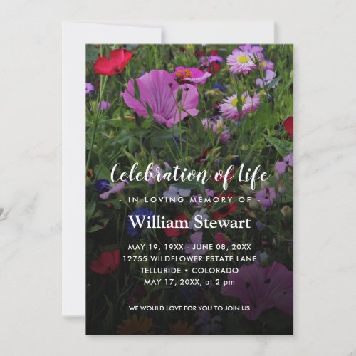 Floral Funeral  Wildflower Celebration of Life Invitation