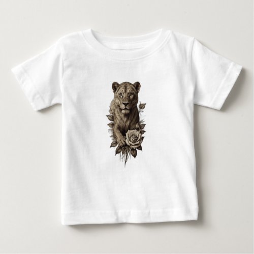 Floral Fury Realistic Lioness Rose T_Shirt