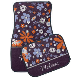 Floral Fusion Personalized Car Floor Mat