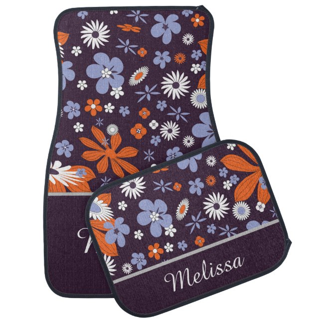 Floral Fusion Personalized Car Floor Mat (Set)