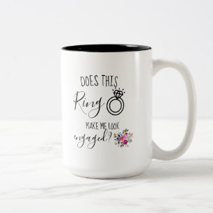 Floral Future Bride Engagement Ring Bride to Be Tw Two-Tone Coffee Mug