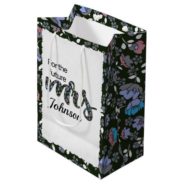 Floral Future Mrs. Bridal Shower Medium Gift Bag (Front Angled)