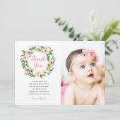 Floral Garden 1st Birthday Photo Thank You Cards (Standing Front)