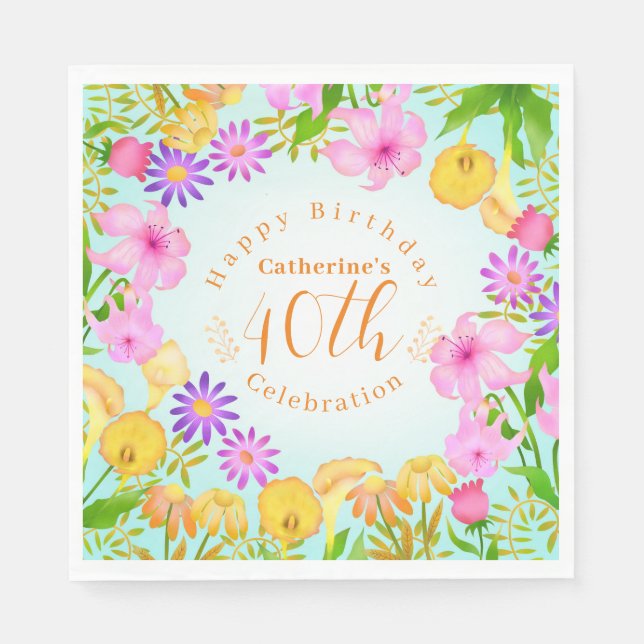 Floral Garden Aqua Napkins (Front)