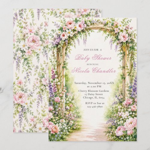 Floral Garden Arch Baby Shower Invitation