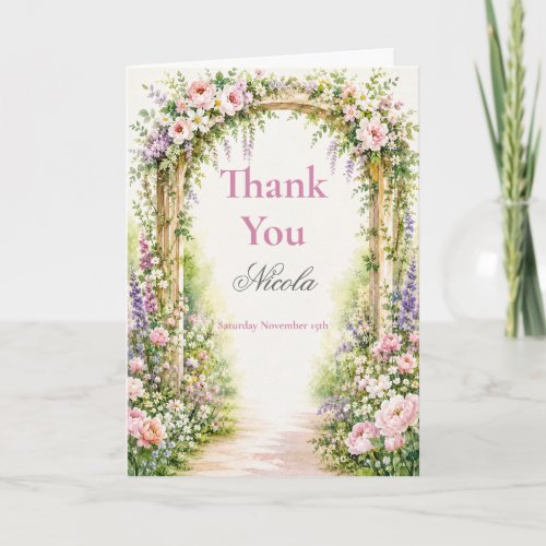 Floral Garden Arch Baby Shower Thank You Card