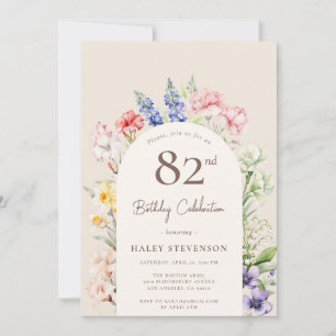 Floral Garden Arch Whimsical Beige 82nd Birthday Invitation