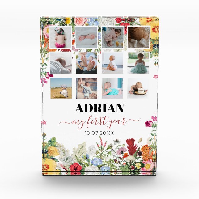 Floral Garden Baby First Year Photo Collage  (Front)