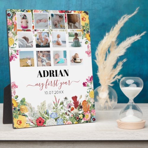 Floral Garden Baby First Year Photo Collage Plaque