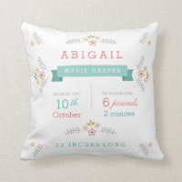 Floral Garden Baby Stats Pillow