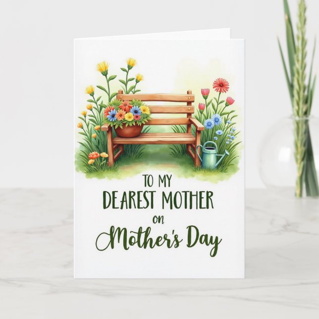 Floral Garden Bench Scene Card (Front)