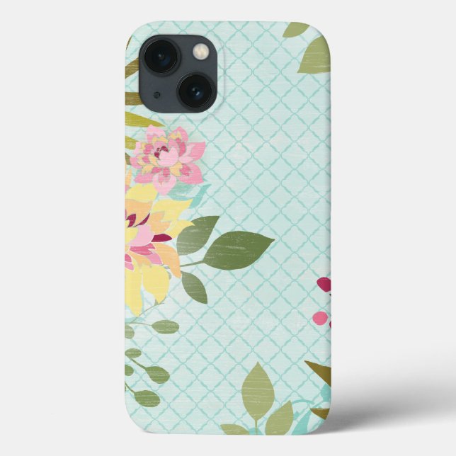 Floral Garden, Blue Background Case-Mate iPhone Case (Back)