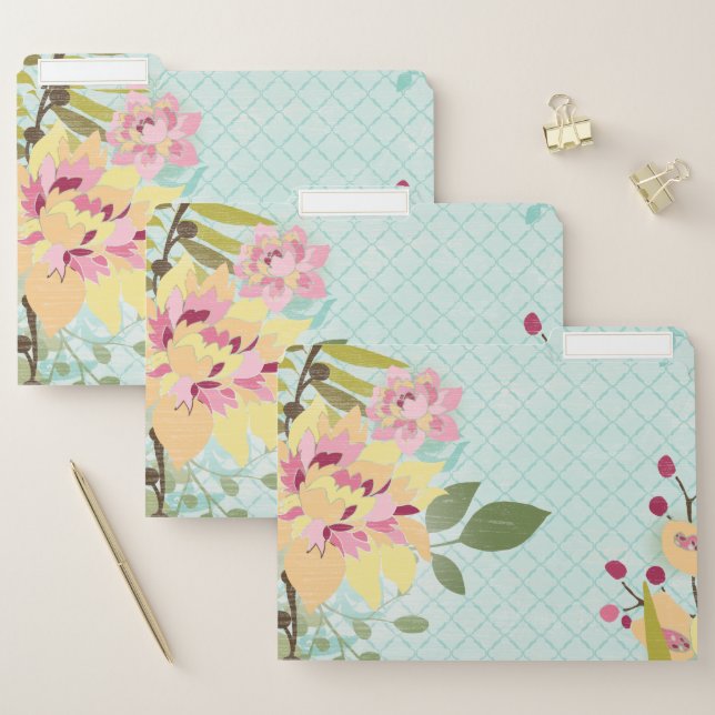 Floral Garden, Blue Background File Folder (Set)