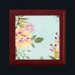 Floral Garden, Blue Background Gift Box<br><div class="desc">Floral Garden,  Blue Background. Artist: June Erica Vess. Image ID: 105963D.</div>